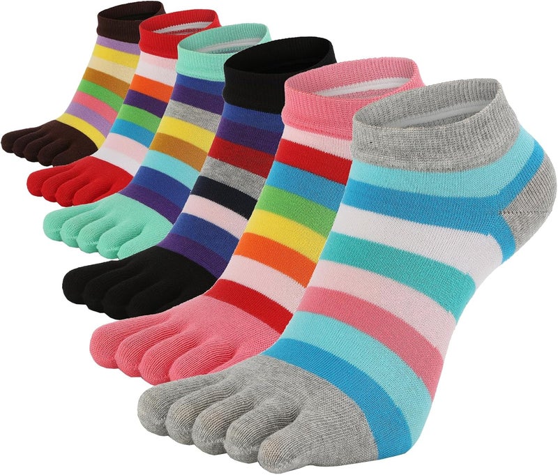 Fasot Women Toe Socks 5 Finger Cotton Wicking Athletic 6 Pack 3 Pack - Image 1